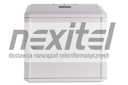 Szara szafa wisząca rack 19"  9UX600X600 IP30 ŚCIANY BOCZNE OTWIERANE DRZWI PEŁNE RAL 7035 SZARY