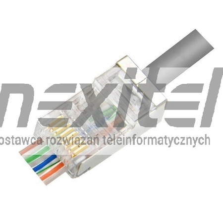 WTYK RJ45 8p8c ekranowany, kat.5e FTP drut, przelotowy (100szt.)