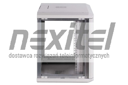Szara szafa wisząca rack 19"  9UX600X600 IP30 ŚCIANY BOCZNE OTWIERANE DRZWI PEŁNE RAL 7035 SZARY