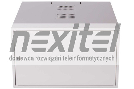 Szara szafa wisząca rack 19"SIMPLE 6UX555X600 IP30 ŚCIANY BOCZNE PEŁNE DRZWI PEŁNE RAL 7035