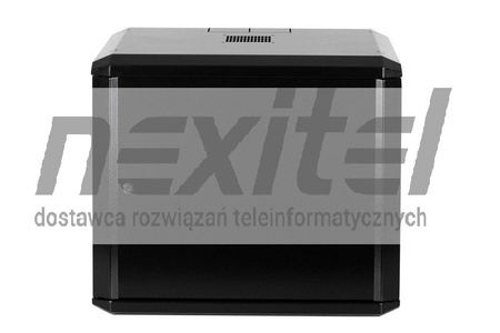 Czarna szafa wisząca rack 19"  DWUCZĘŚCIOWA 9UX600X400 IP30 ŚCIANY BOCZNE OTWIERANE DRZWI PEŁNE RAL 9005 CZARNY