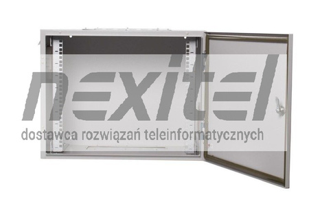 Szara szafa wisząca rack 19" 9UX600X400 IP54 ŚCIANY BOCZNE PEŁNE DRZWI PEŁNE ZEWNĘTRZNA RAL 7035 SZARA
