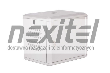 Szara szafa wisząca rack 19"  9UX600X600 IP30 ŚCIANY BOCZNE OTWIERANE DRZWI PEŁNE RAL 7035 SZARY