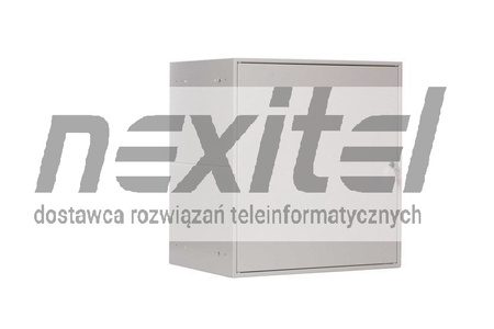 Szara szafa wisząca rack 19" SIMPLE 12UX555X400 IP30 ŚCIANY BOCZNE PEŁNE DRZWI PEŁNE RAL 7035