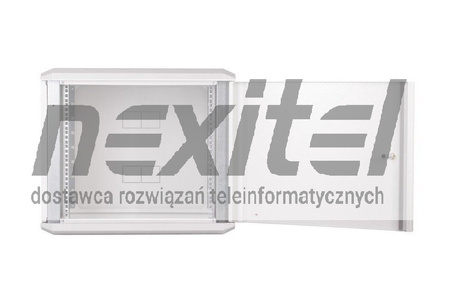 Szara szafa wisząca rack 19"  9UX600X600 IP30 ŚCIANY BOCZNE OTWIERANE DRZWI PEŁNE RAL 7035 SZARY