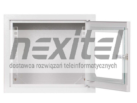 Szara szafa rack wisząca 10" 4Ux310x300 IP30 Drzwi z szybą RAL 7035 szary