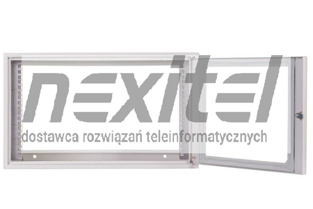 Szara szafa wisząca rack 19" SIMPLE 6UX555X400 IP30 ŚCIANY BOCZNE PEŁNE DRZWI Z SZYBĄ SZARA