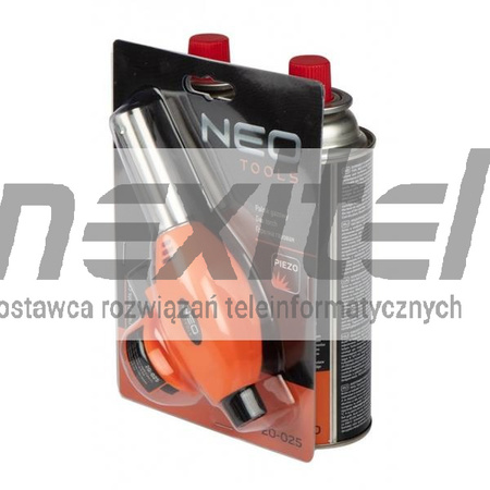 Palnik gazowy nakręcany + 2 naboje z gazem butan, NEO TOOLS 20-040