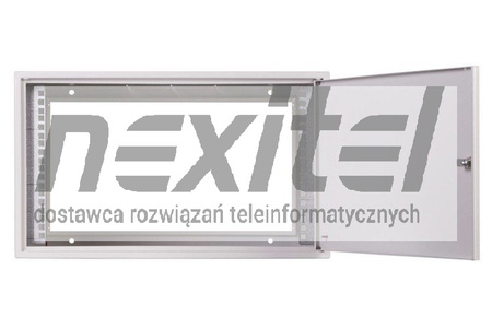 Szara szafa wisząca rack 19"SIMPLE 6UX555X600 IP30 ŚCIANY BOCZNE PEŁNE DRZWI PEŁNE RAL 7035