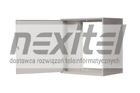 Szara szafa wisząca rack 19" SIMPLE 12UX555X400 IP30 ŚCIANY BOCZNE PEŁNE DRZWI PEŁNE RAL 7035