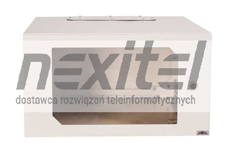 Szara szafa wisząca rack 19"DWUDZIELNA 6U 600X600 IP54 ŚCIANY BOCZNE PEŁNE DRZWI Z SZYBĄ ZEWNĘTRZNA RAL 7035 SZARA