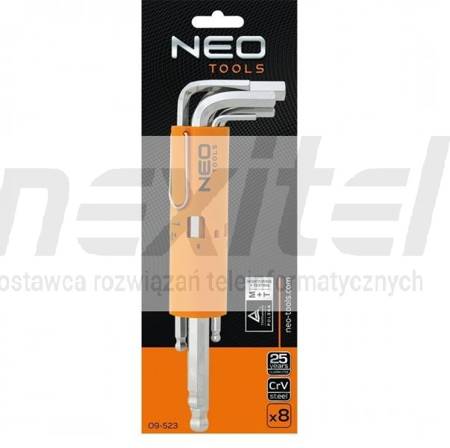 Klucze sześciokątne 2.5-10 mm, zestaw 8 szt. NEO TOOLS 09-523