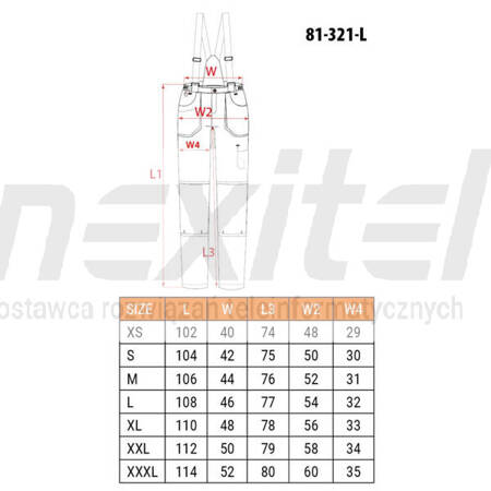 Spodnie robocze na szelkach 6 w 1, NEO TOOLS 81-321