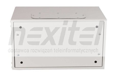 Szara szafa rack wisząca rack 19" 6UX600X400 IP54 ŚCIANY BOCZNE PEŁNE DRZWI PEŁNE WEWNĘTRZNA RAL 7035 