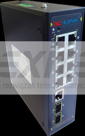 Zarządzalny Switch przemysłowy PoE 10 portowy Gigabitowy 3C-LINK 3CI-PSE0208PGM